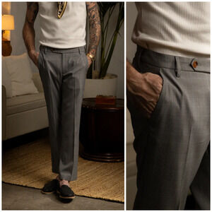 Dandy Del Mar size 31 The Tresco Trouser Pants Gray Houndstooth Plaid $169